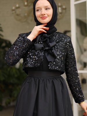 Oys Siyah Payetli Ceket