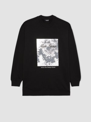 Regular Fit Bisiklet Yaka İşlemeli İçi Yumuşak Tüylü Sweatshirt Tunik