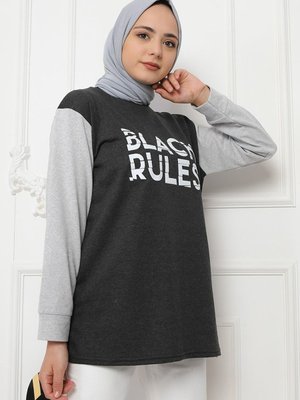 Black Rules Baskılı Sweat Antrasit Black Rules Baskılı Sweat Antrasit