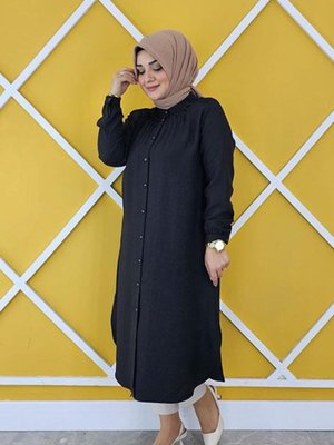 Kadın Dantel Ve Büzgü Dikim Detaylı Tesettür Gömlek