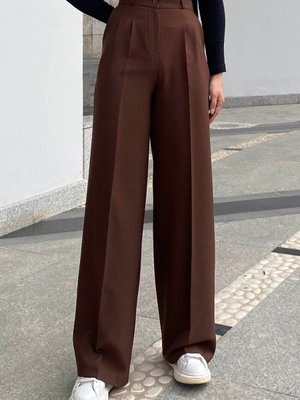 Çift Pensli Bol Paça Pantolon