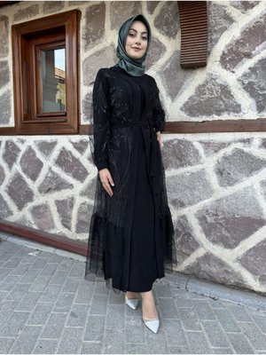 Siyah Pleli Abaya Siyah Pleli Abaya