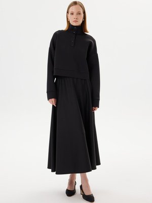 Alin Çıtçıt Detaylı Scuba Kısa Sweat Siyah