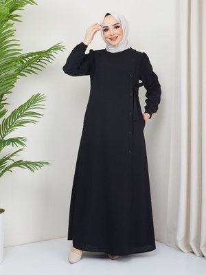 Yandan Bağlamalı Çıt Detay Lüx Ferace