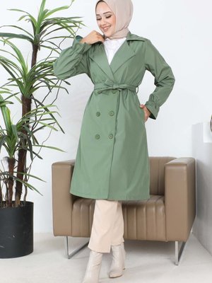 Haki Kruvaze Yaka Trençkot Haki Kruvaze Yaka Trençkot