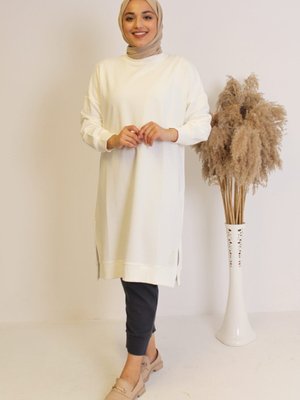 Uzun Beyaz Sweatshirt Uzun Beyaz Sweatshirt
