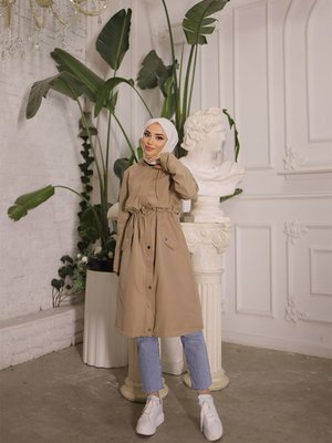 Belden Bağıcıklı Trençkot Latte Belden Bağıcıklı Trençkot Latte