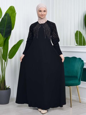 Taşlı Işlemeli Ferace Abiye