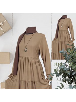 Pamuk Viskon Kumaş Katlı Tesettür Elbise