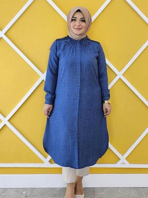 Kadın Dantel Ve Büzgü Dikim Detaylı Tesettür Gömlek