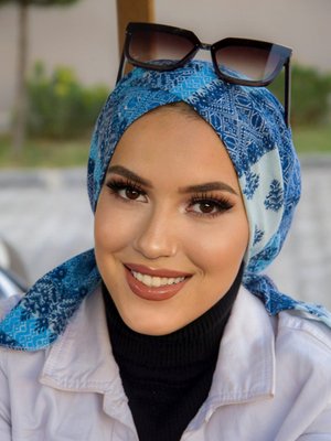 Lacivert Geometrik Çaprazbone Beyaz