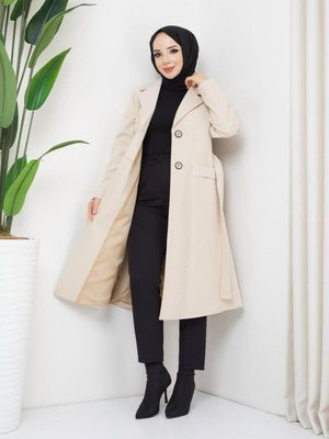 Kmkbin Kadın Kışlık Kuşaklı Gömlek Yaka Kaşe Kaban Kmkbin Kadın Kışlık Kuşaklı Gömlek Yaka Kaşe Kaban