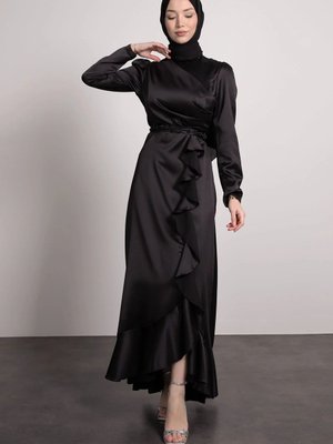 Kemeri Taşlı Piliseli Tesettür Abiye Elbise Kemeri Taşlı Piliseli Tesettür Abiye Elbise