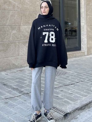 Manhattan Baskılı İplik Sweatshirt