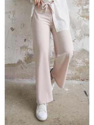 Taş Beli Kuşaklı Bol Scuba Pantolon Taş Beli Kuşaklı Bol Scuba Pantolon