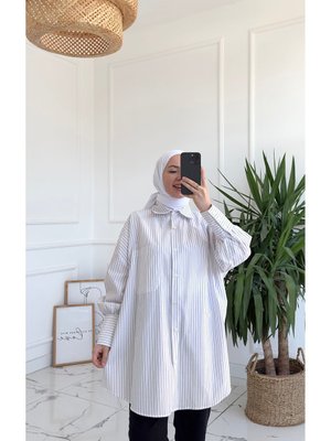 Nina Siyah Çizgili Basic Gömlek