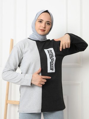 Help Me Baskılı Sweat Antrasit Help Me Baskılı Sweat Antrasit