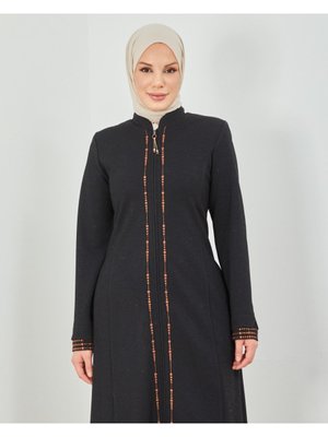 Bakır Işlemeli Model Maya Kumaş Siyah Renk Ferace