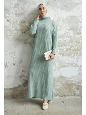 Mint Arissa Balıkçı Yaka Uzun Triko Elbise