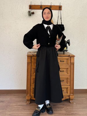 Siyah Kargo Cepli Etek