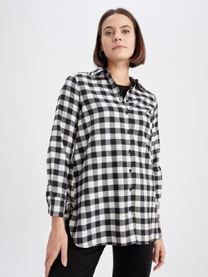 Regular Fit Gömlek Yaka Kareli Flanel Uzun Kollu Tunik