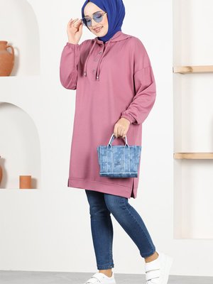 Kapüşonlu Tunik Gül Kurusu Kapüşonlu Tunik Gül Kurusu