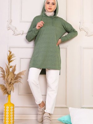 Kapüşonlu Sweat Haki Kapüşonlu Sweat Haki