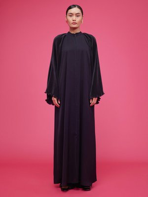 Siyah Pilise Kollu Abaya Siyah Pilise Kollu Abaya