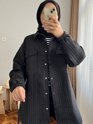 Capitone Çıt Çıtlı Gömlek/ceket Siyah