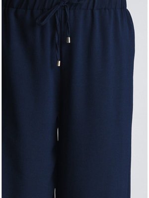 Lacivert Beli Lastikli Bol Paça Salaş Pantolon