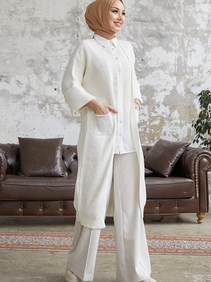 Farah Salaş Kol Triko Hırka Beyaz Farah Salaş Kol Triko Hırka Beyaz