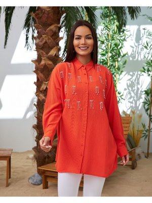 Keten Önü Taşlı Gömlek