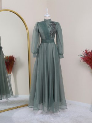 Taşlı Ahtapot Desen Dalya Uzun Abiye Elbise Taşlı Ahtapot Desen Dalya Uzun Abiye Elbise