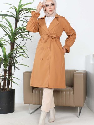 Taba Kruvaze Yaka Trençkot Taba Kruvaze Yaka Trençkot