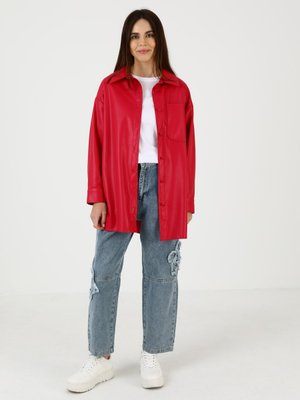 Fuşya Deri Görünümlü Ceket Fuşya Deri Görünümlü Ceket