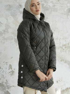 Norenda Çakım Detay Kapitone Mont Haki