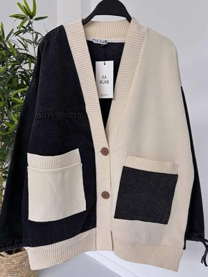 Çift Cep Tasarım Hırka Siyah