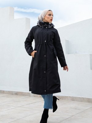 Koyu Siyah Kürklü Içi Polar Mont Hn Koyu Siyah Kürklü Içi Polar Mont Hn