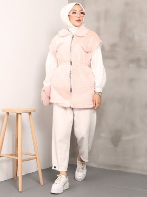 Pudra Peluş Yelek Pudra Peluş Yelek