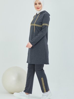 Kapüşonlu İkili Eşofman Takımı Antrasit Kapüşonlu İkili Eşofman Takımı Antrasit