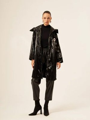 Parlak Ceket Kap Siyah