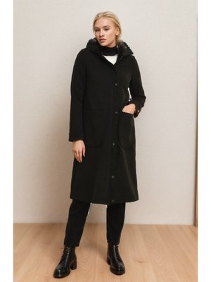 Füme Hermes Kaşe Kapüşonlu Kaban Füme Hermes Kaşe Kapüşonlu Kaban