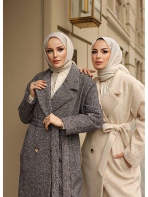 Butik Yeni Sezon Krem Renk Kaşe Kaban