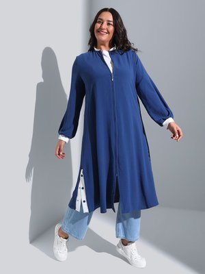 Rahat Kalıp Düğme Detaylı Kap Koyu İndigo