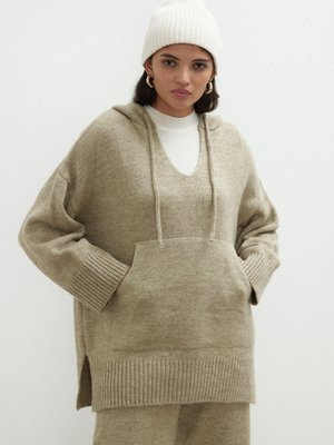 Cozy Kapüşonlu Triko Sweatshırt Vizon