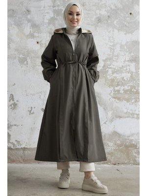 Haki Molera İçi Kürklü Kaban