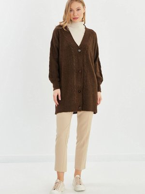 Balon Kol Oversize Hırka Kahverengi Balon Kol Oversize Hırka Kahverengi