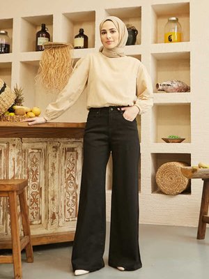 Bol Paça Pantolon Siyah
