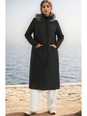 Siyah Hermes Kaşe Kaban Siyah Hermes Kaşe Kaban