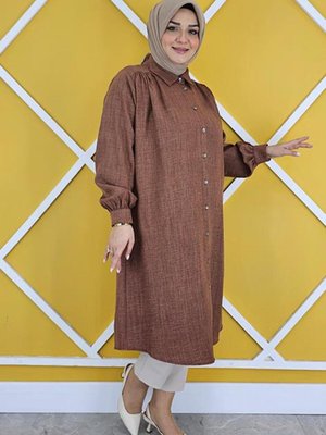 Kadın Robası Büzgü Detaylı Düğmeli Tesettür Gömlek